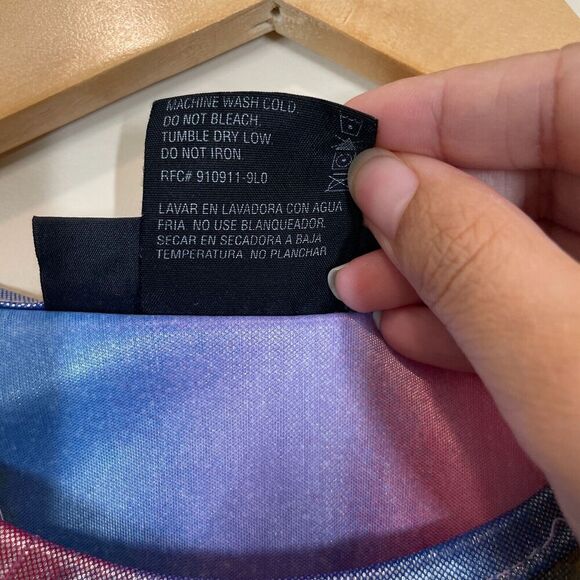 No Boundaries Rainbow Satin Long Sleeve Top Crew Neck Size Small Colorful Y2K - Picture 5 of 10